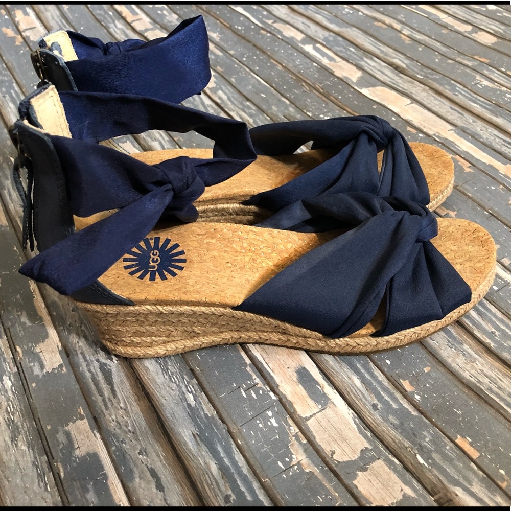 UGG Navy Blue Espadrille Wedge Sandals